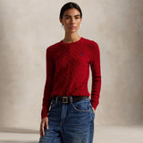 POLO RALPH LAUREN Maglia donna girocollo in lana e cashmere Rosso