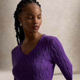 POLO RALPH LAUREN Maglia donna in cotone a trecce Magenta