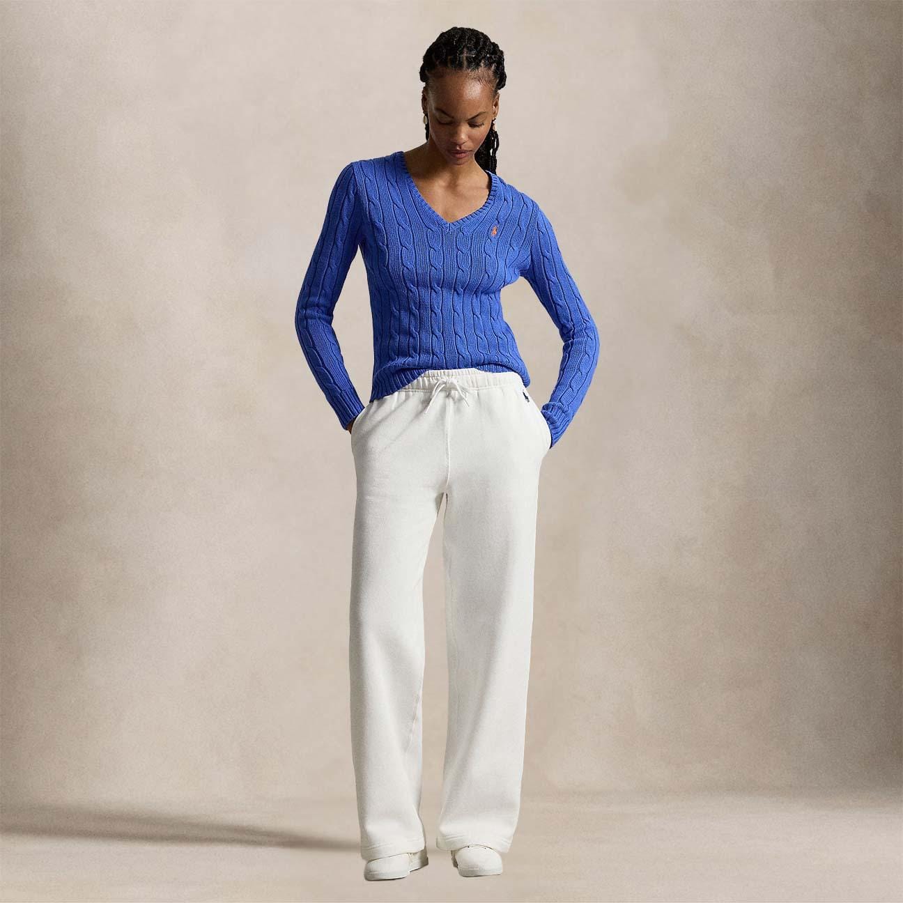 POLO RALPH LAUREN Maglia donna in cotone a trecce Royal