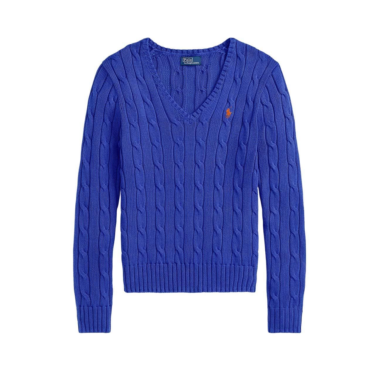 POLO RALPH LAUREN Maglia donna in cotone a trecce Royal