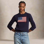 POLO RALPH LAUREN Maglia donna in cotone girocollo  Flag Blue