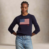POLO RALPH LAUREN Maglia donna in cotone girocollo  Flag Blue