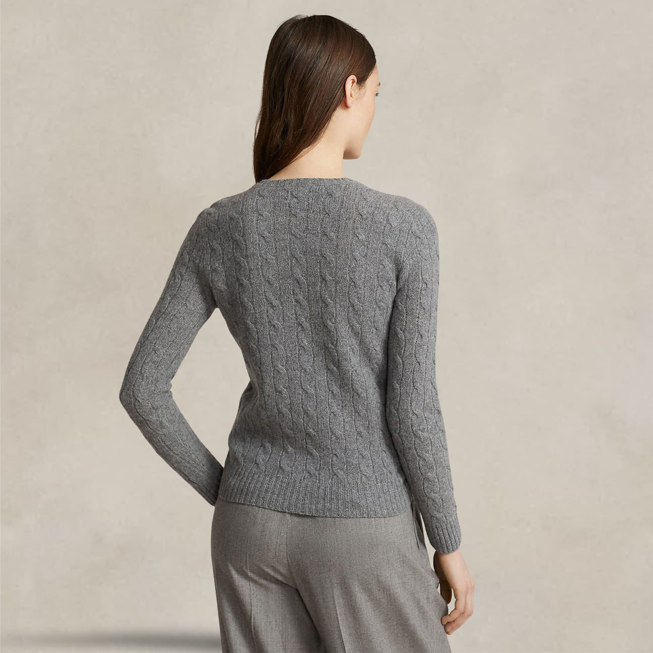 POLO RALPH LAUREN Maglia girocollo a trecce Grigio