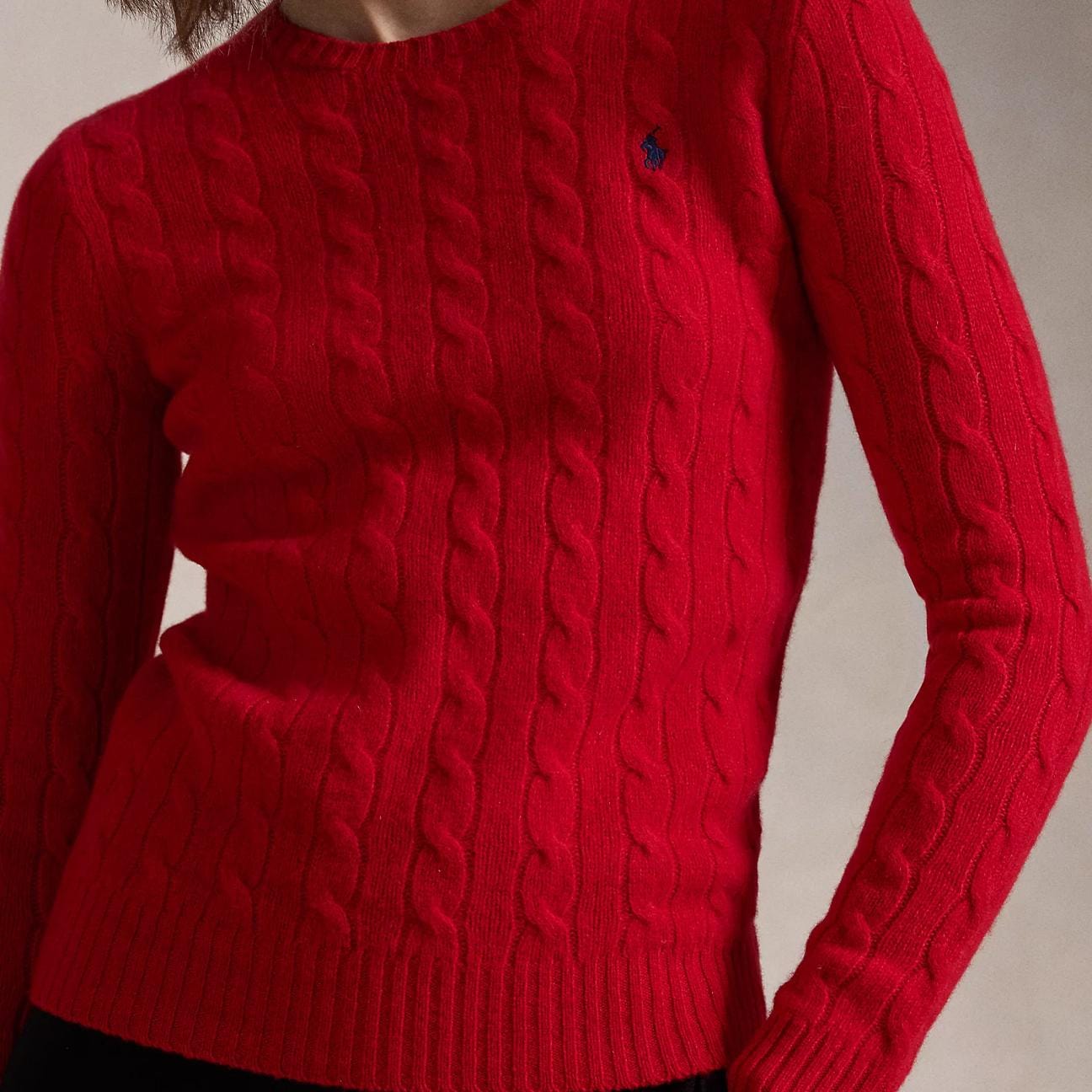 POLO RALPH LAUREN Maglia girocollo a trecce Rosso