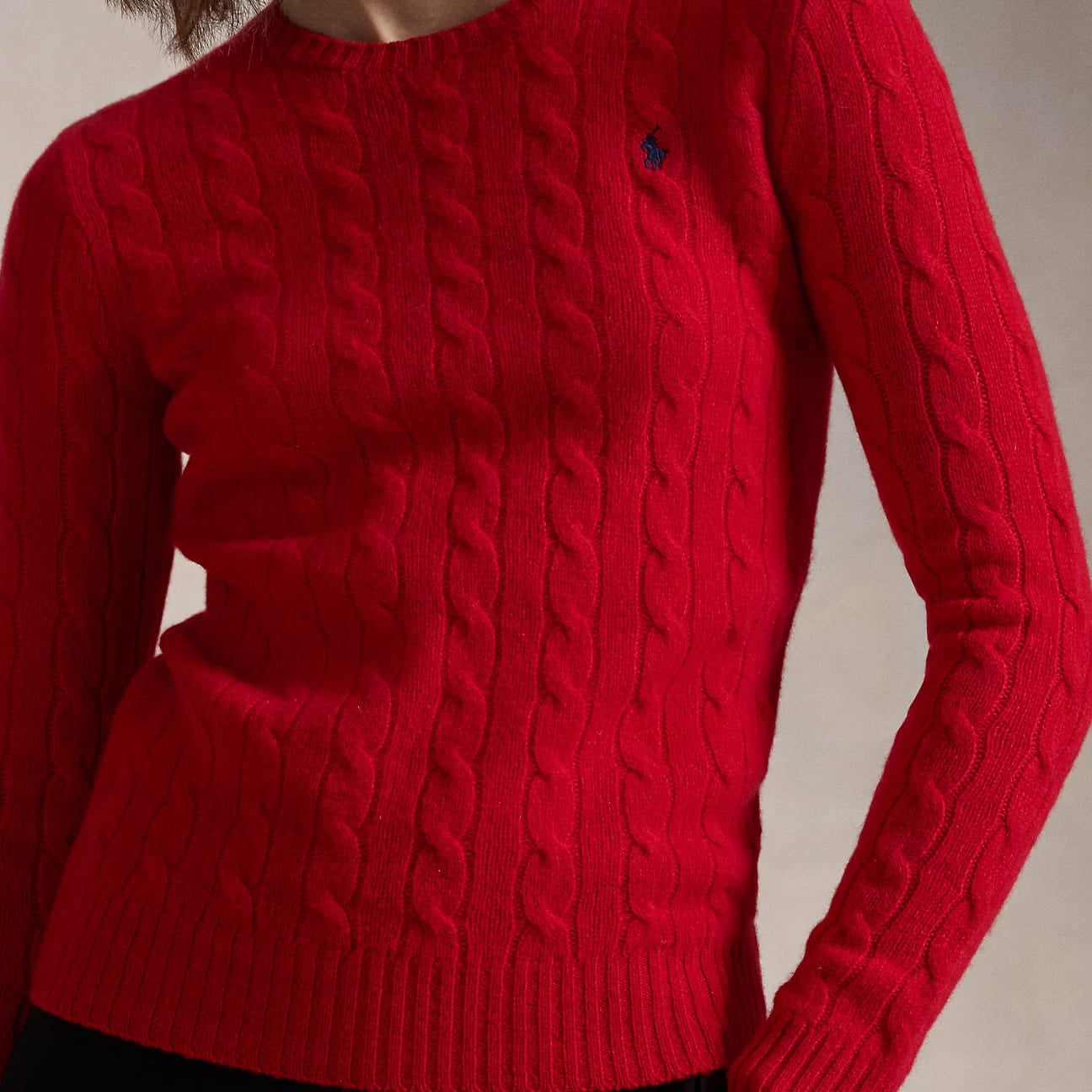 POLO RALPH LAUREN Maglia girocollo a trecce Rosso