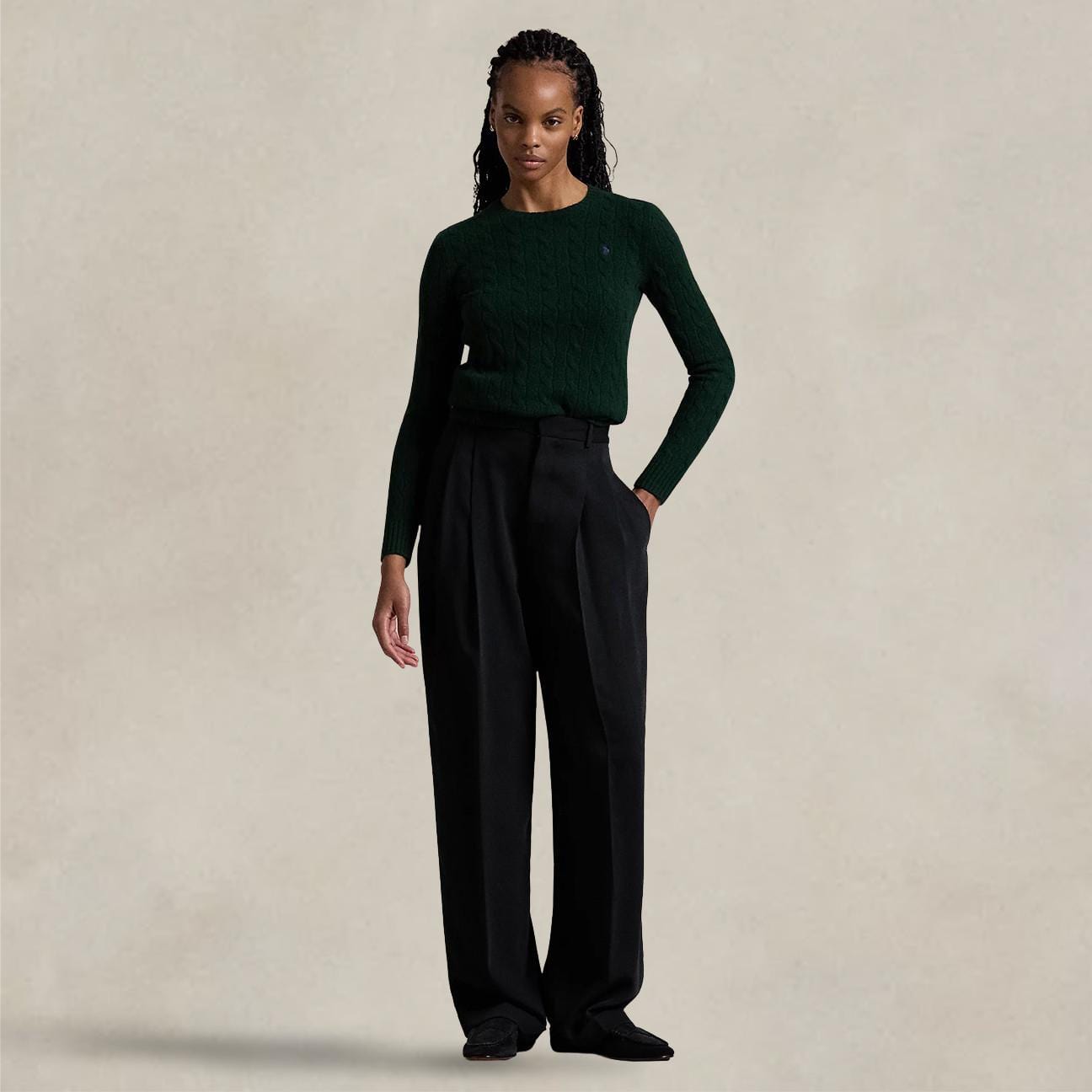 POLO RALPH LAUREN Maglia girocollo a trecce Verde