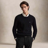 POLO RALPH LAUREN Maglia uomo a trecce girocollo Nero