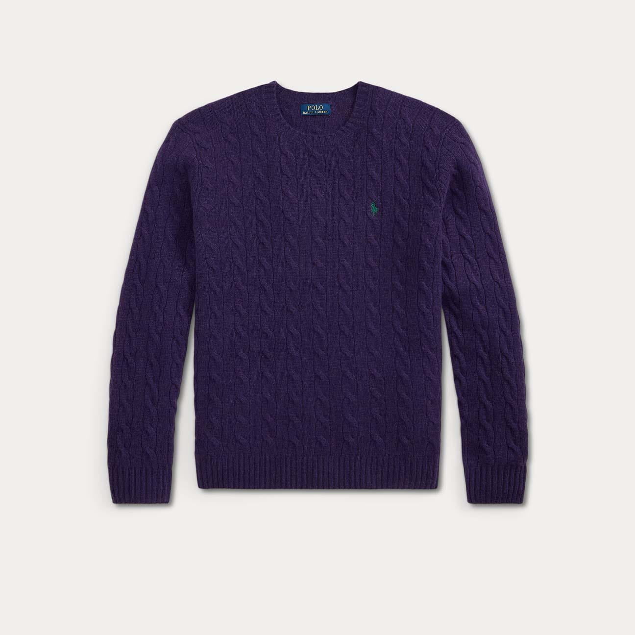 POLO RALPH LAUREN Maglia uomo a trecce girocollo Purple