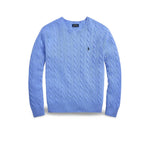 POLO RALPH LAUREN Maglia uomo con trecce in lana e cashmere Azzurro