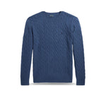 POLO RALPH LAUREN Maglia uomo con trecce in lana e cashmere Blue