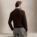 POLO RALPH LAUREN Maglia uomo con trecce in lana e cashmere Marrone