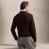 POLO RALPH LAUREN Maglia uomo con trecce in lana e cashmere Marrone