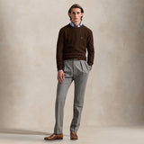 POLO RALPH LAUREN Maglia uomo con trecce in lana e cashmere Marrone