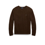 POLO RALPH LAUREN Maglia uomo con trecce in lana e cashmere Marrone