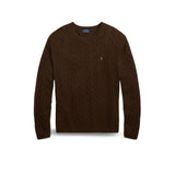 POLO RALPH LAUREN Maglia uomo con trecce in lana e cashmere Marrone