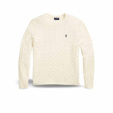 POLO RALPH LAUREN Maglia uomo con trecce in lana e cashmere Panna