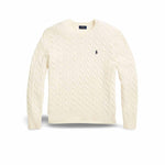 POLO RALPH LAUREN Maglia uomo con trecce in lana e cashmere Panna