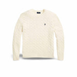 POLO RALPH LAUREN Maglia uomo con trecce in lana e cashmere Panna