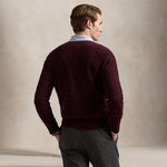 POLO RALPH LAUREN Maglia uomo con trecce in lana e cashmere Wine
