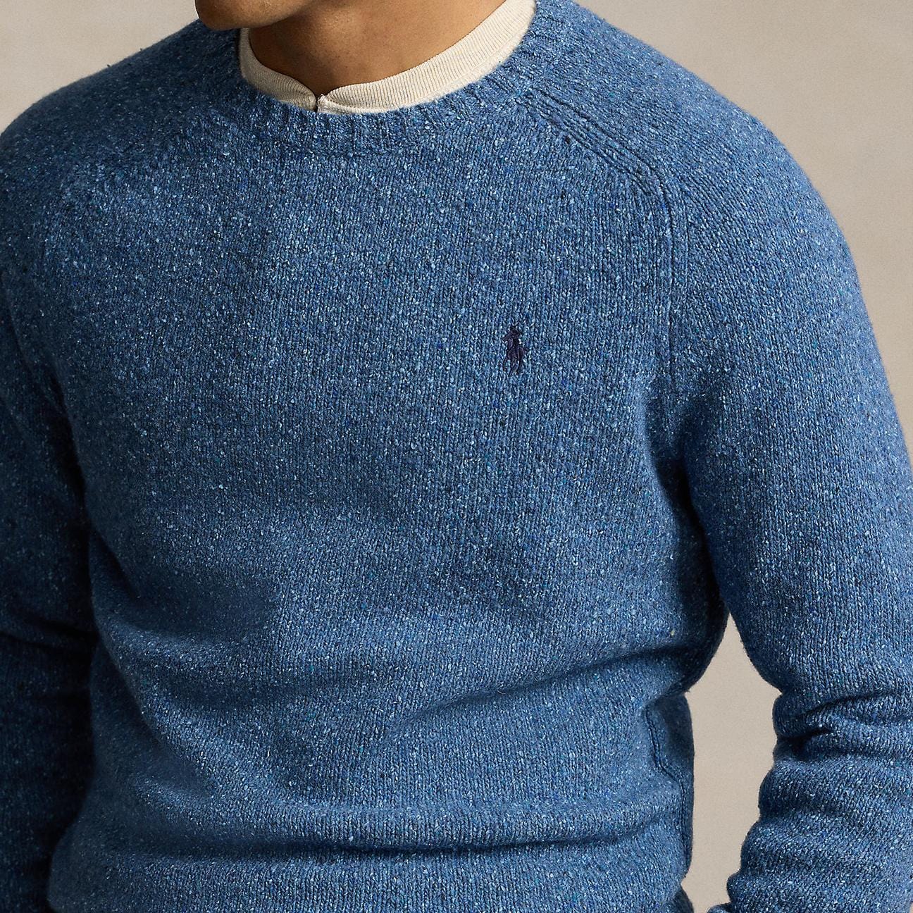 POLO RALPH LAUREN Maglia uomo in lana Donegal Blue China