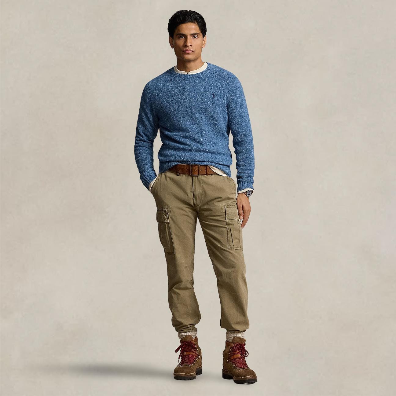 POLO RALPH LAUREN Maglia uomo in lana Donegal Blue China