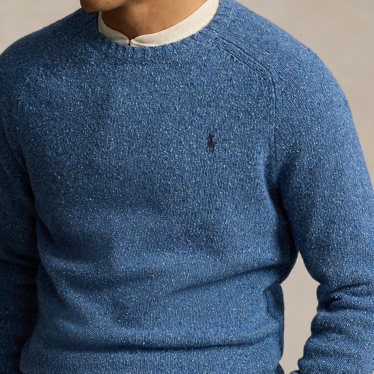 POLO RALPH LAUREN Maglia uomo in lana Donegal Blue China