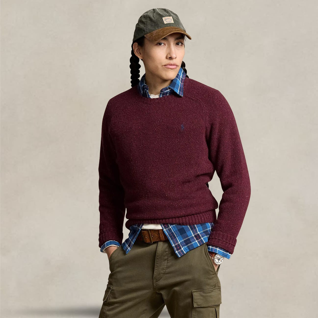 POLO RALPH LAUREN Maglia uomo in lana Donegal Wine