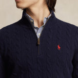 POLO RALPH LAUREN Maglia uomo in lana e cashmere a trecce Blue