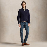 POLO RALPH LAUREN Maglia uomo in lana e cashmere a trecce Blue