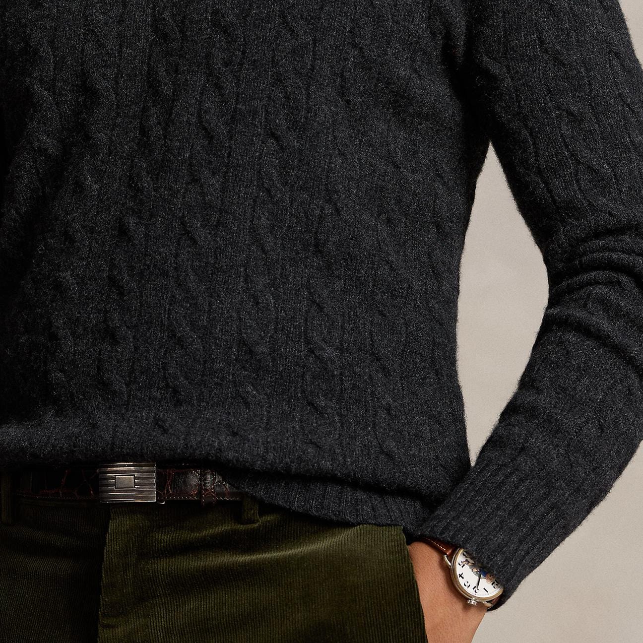 POLO RALPH LAUREN Maglia uomo in lana e cashmere Antracite