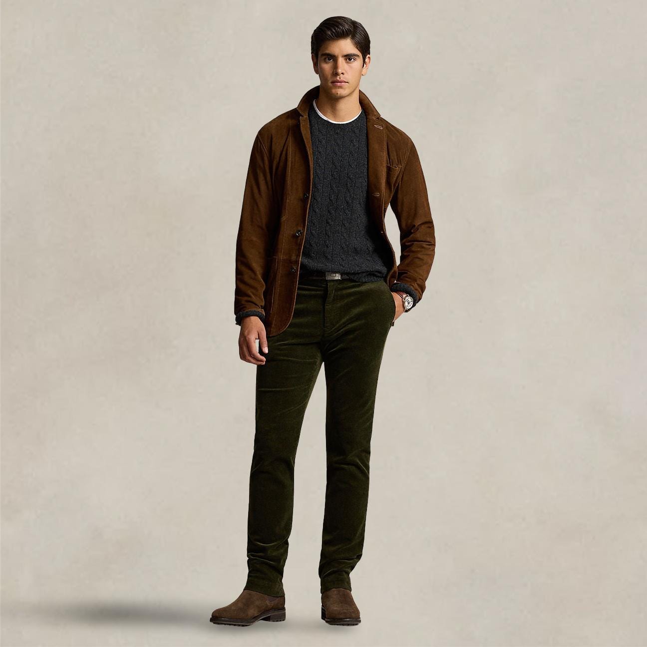 POLO RALPH LAUREN Maglia uomo in lana e cashmere Antracite