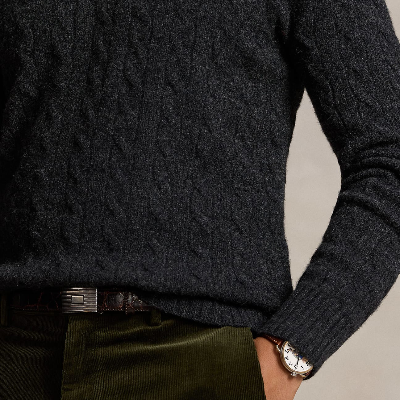 POLO RALPH LAUREN Maglia uomo in lana e cashmere Antracite