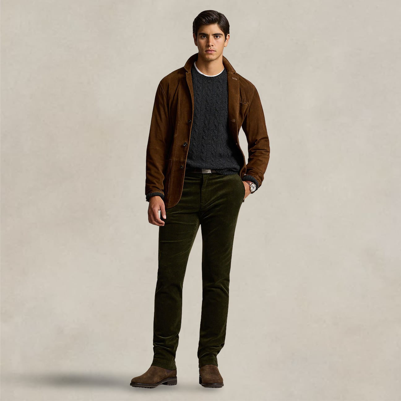 POLO RALPH LAUREN Maglia uomo in lana e cashmere Antracite