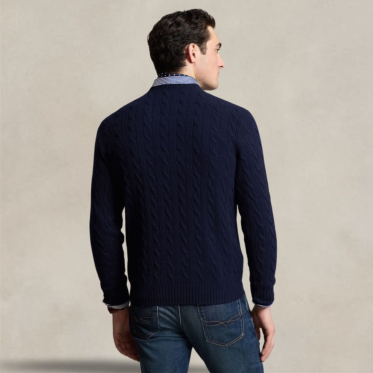 POLO RALPH LAUREN Maglia uomo in lana e cashmere Blue