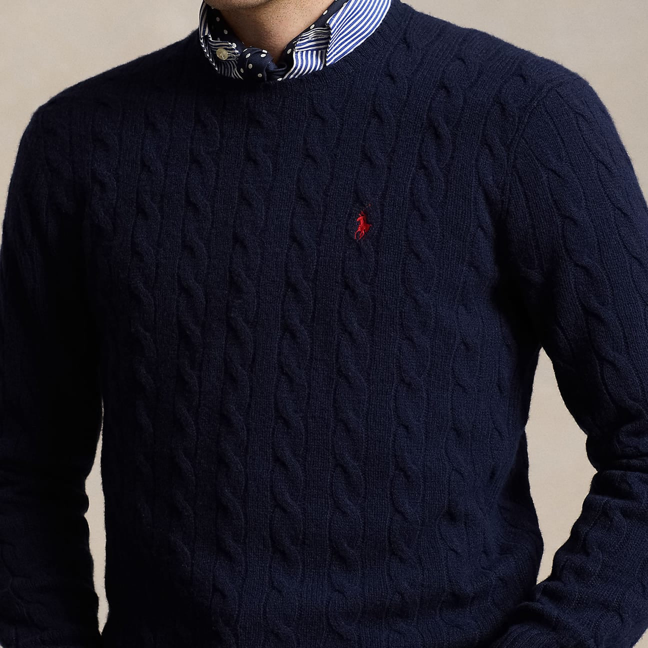 POLO RALPH LAUREN Maglia uomo in lana e cashmere Blue
