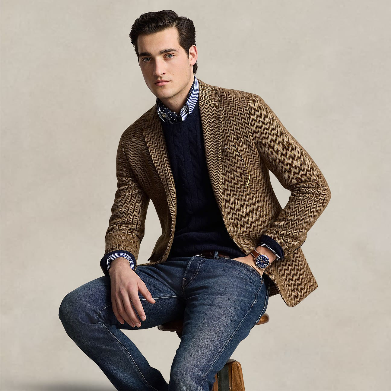POLO RALPH LAUREN Maglia uomo in lana e cashmere Blue
