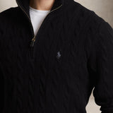 POLO RALPH LAUREN Maglia uomo in lana e cashmere con zip Nero