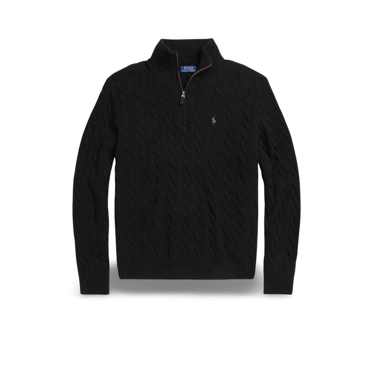 POLO RALPH LAUREN Maglia uomo in lana e cashmere con zip Nero