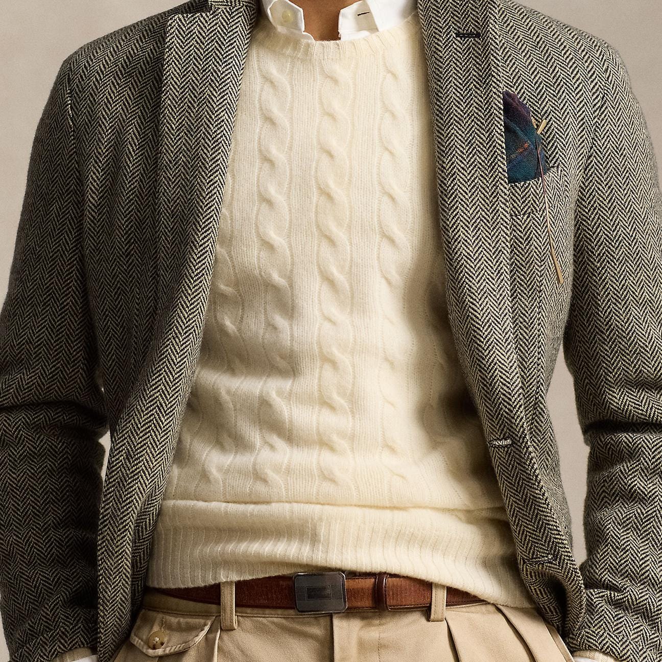 POLO RALPH LAUREN Maglia uomo in lana e cashmere Panna