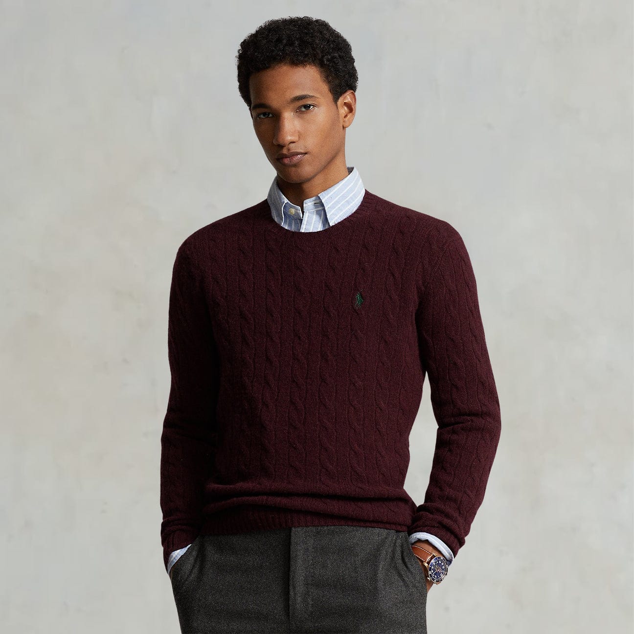 POLO RALPH LAUREN Maglia uomo in lana e cashmere Wine