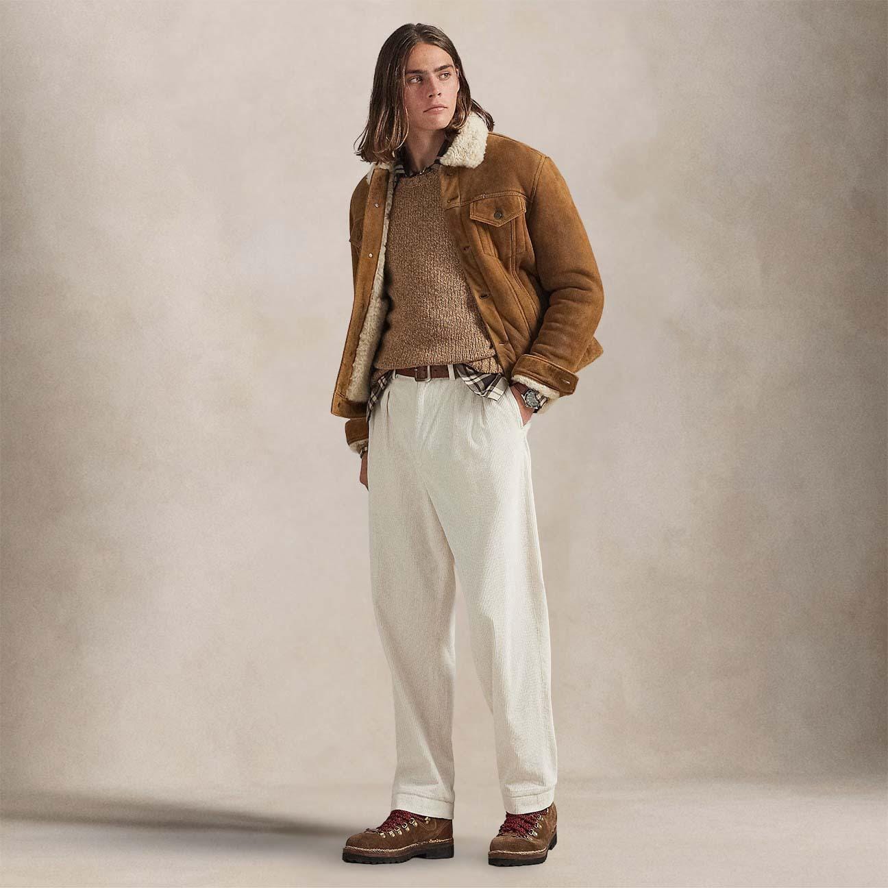 POLO RALPH LAUREN Maglia uomo in lana moulinè Beige