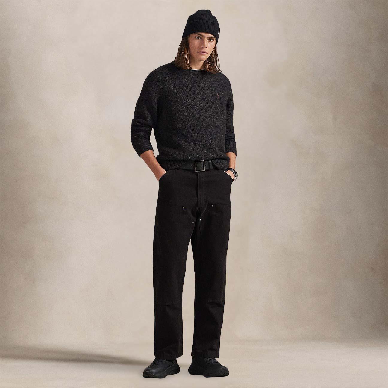 POLO RALPH LAUREN Maglia uomo in lana moulinè Grigio