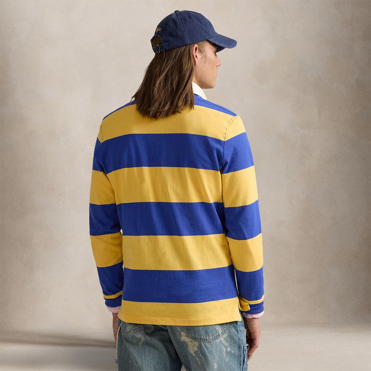 POLO RALPH LAUREN Maglia uomo Rugby in cotone Blue e Giallo