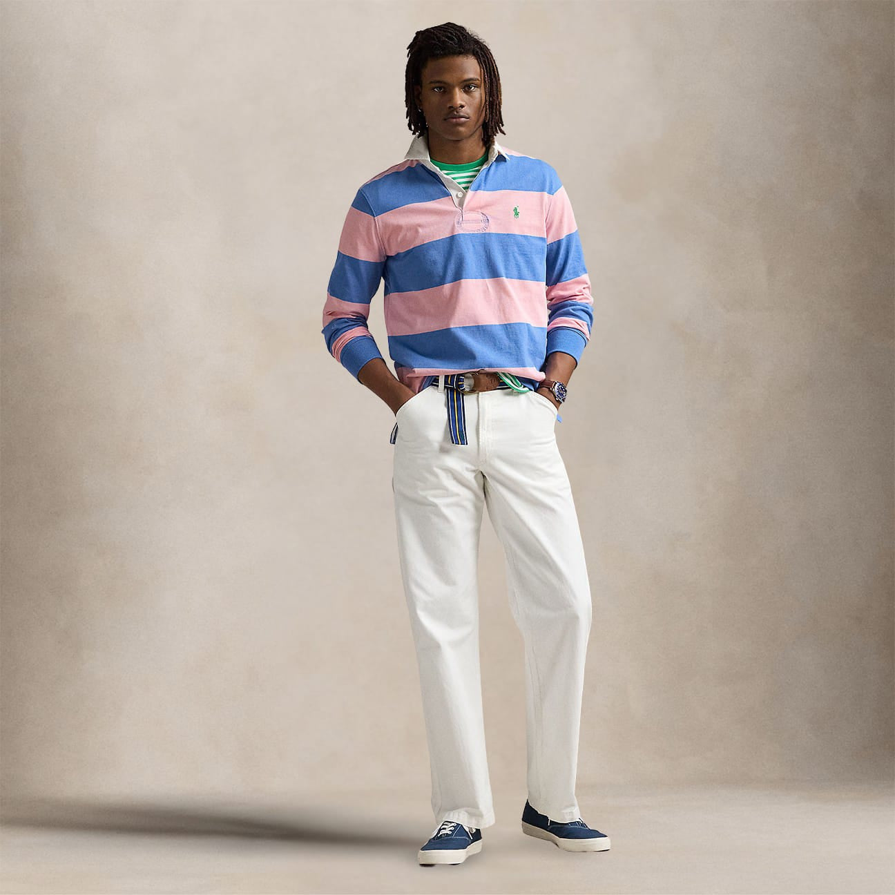 POLO RALPH LAUREN Maglia uomo Rugby in cotone Rosa