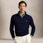 POLO RALPH LAUREN Maglio uomo in cotone con mezza zip Blue