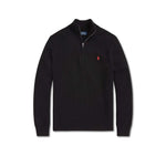 POLO RALPH LAUREN Maglio uomo in cotone con mezza zip Nero