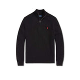 POLO RALPH LAUREN Maglio uomo in cotone con mezza zip Nero