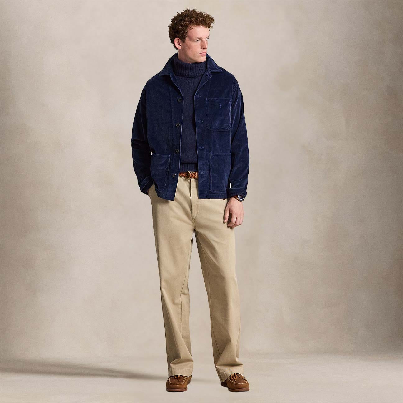 POLO RALPH LAUREN Overshirt uomo in velluto a coste Blue