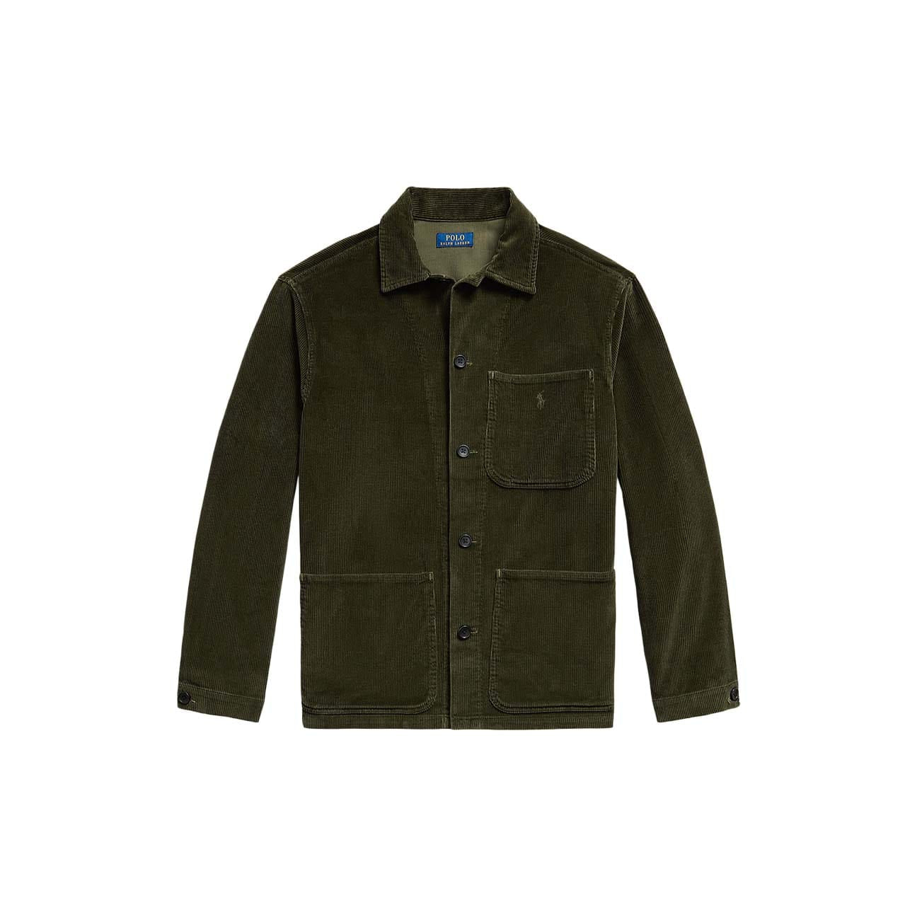 POLO RALPH LAUREN Overshirt uomo in velluto a coste Verde Militare