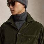 POLO RALPH LAUREN Overshirt uomo in velluto a coste Verde Militare